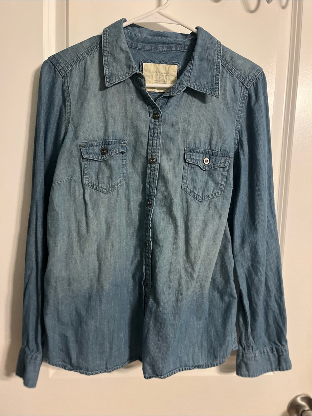 Sonoma Light Blue Denim Casual Button-Down Shirt